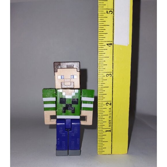 Minecraft Steve Action Figure With Creeper Shirt & Movable Parts 3.25" Tall - Picture 2 of 6